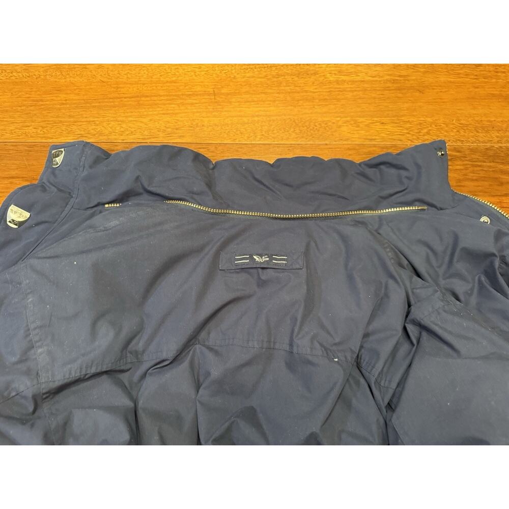 Small Triple FAT Goose Down Filled Vintage Coat Blue Missing Hood F.A.T. - Picture 11 of 14